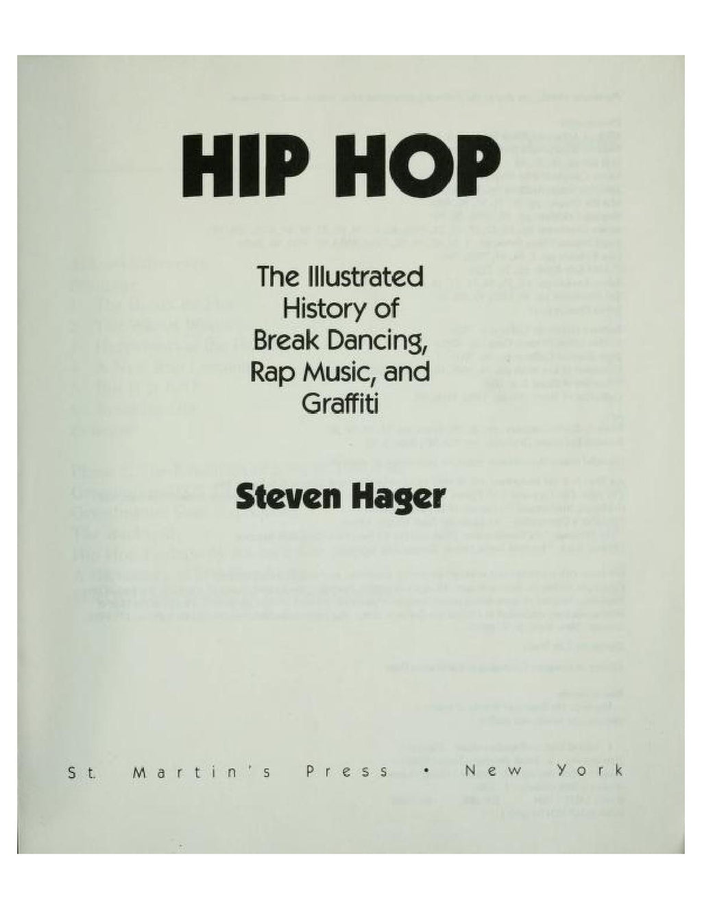 Title page for Hip Hop The Illustrated History by Steven Hager