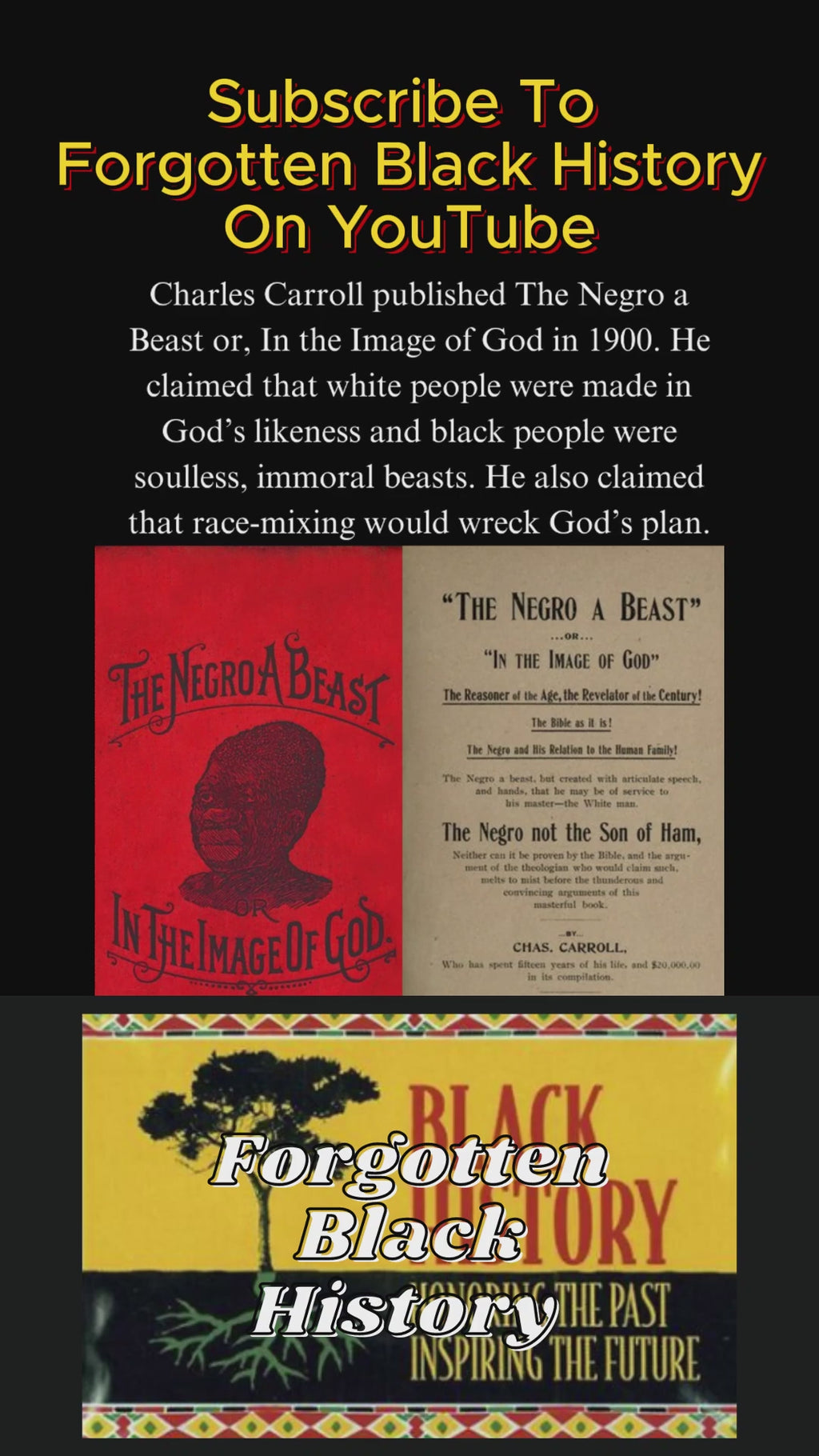 The Negro a Beast; or, In the Image of God | Charles Carroll RARE